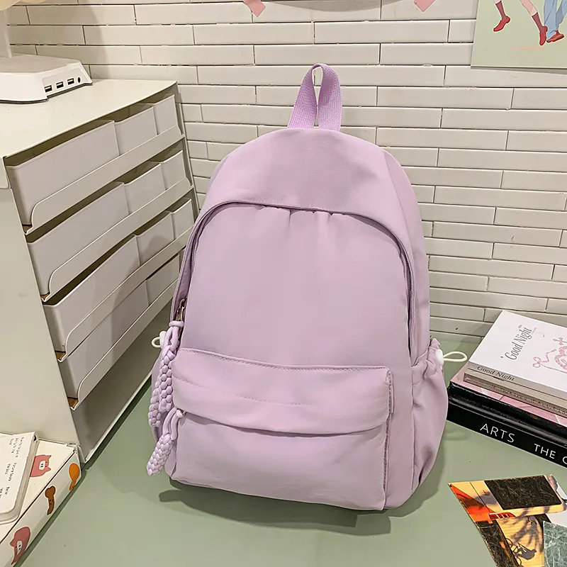Yalu Nylon Backpack Unisex Black/Ecru/Green/Blue/Pink/Gray/Purple-27