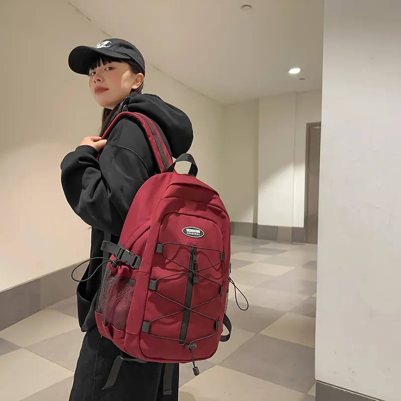 Yalu Nylon Backpack Unisex Black/White/Red/Blue-16