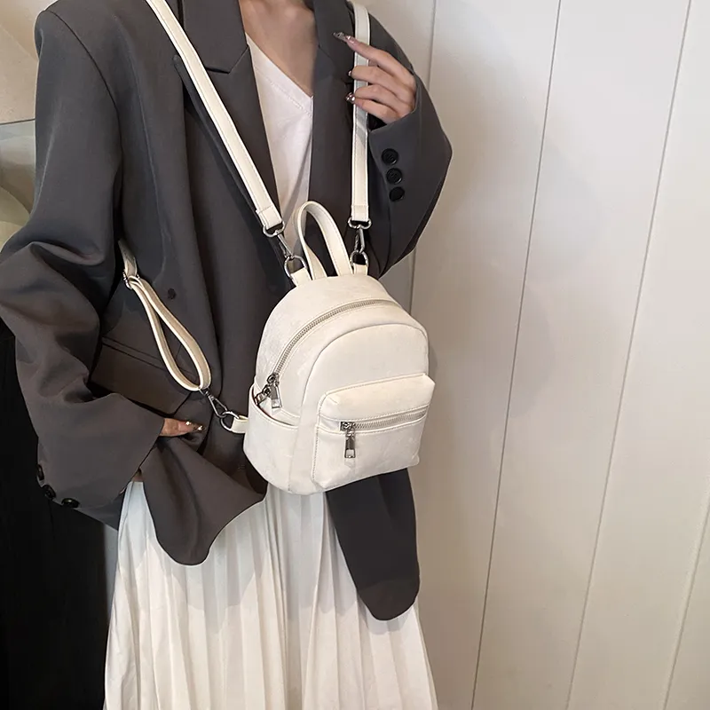 Yalu PU Backpack Women's White/Silver/Black/Pink/Coffee-9