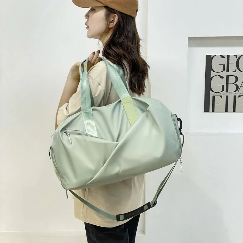 Yalu Nylon Shoulder Bag, Travel Bag Unisex Black/Green/Pink/Purple-29