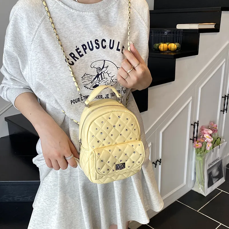 Yalu PU Backpack Women's White/Black/Yellow/Pink-14