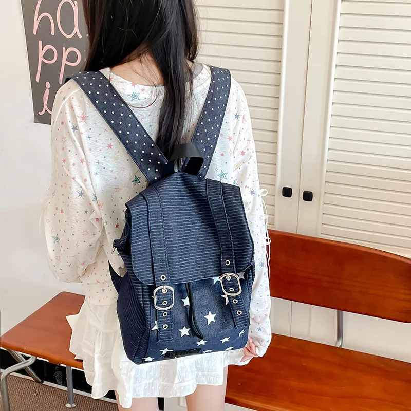Yalu Nylon Backpack Unisex Black/Navy Blue-8