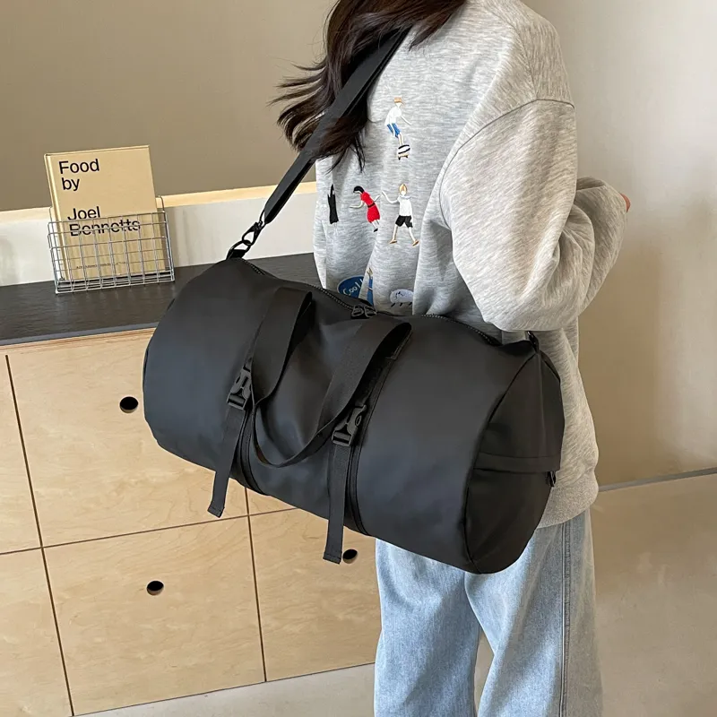 Yalu Nylon Travel Bag Unisex Black/white/dark Gray/light Gray-3