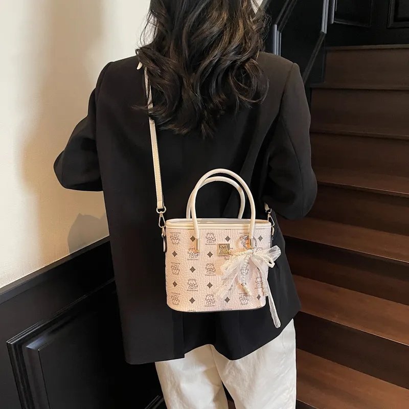 Yalu PU Shoulder Bag Regular Women's Ivory/Black-2