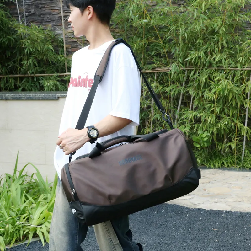 Yalu Nylon Travel Bag Unisex Black/Yellow/Coffee-10