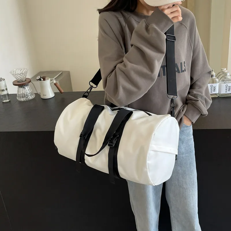 Yalu Nylon Travel Bag Unisex Black/white/dark Gray/light Gray-8