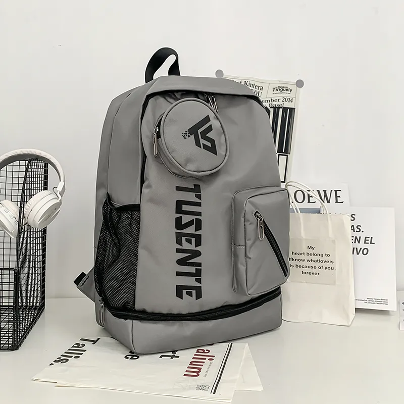 Yalu Nylon Backpack Regular Unisex Light Gray/Dark Gray/Black/Red-8