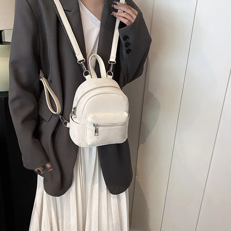 Yalu PU Backpack Women's White/Silver/Black/Pink/Coffee-8