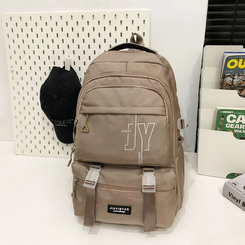 Yalu Nylon Backpack Unisex White/Gray/Black/Khaki/Blue-11