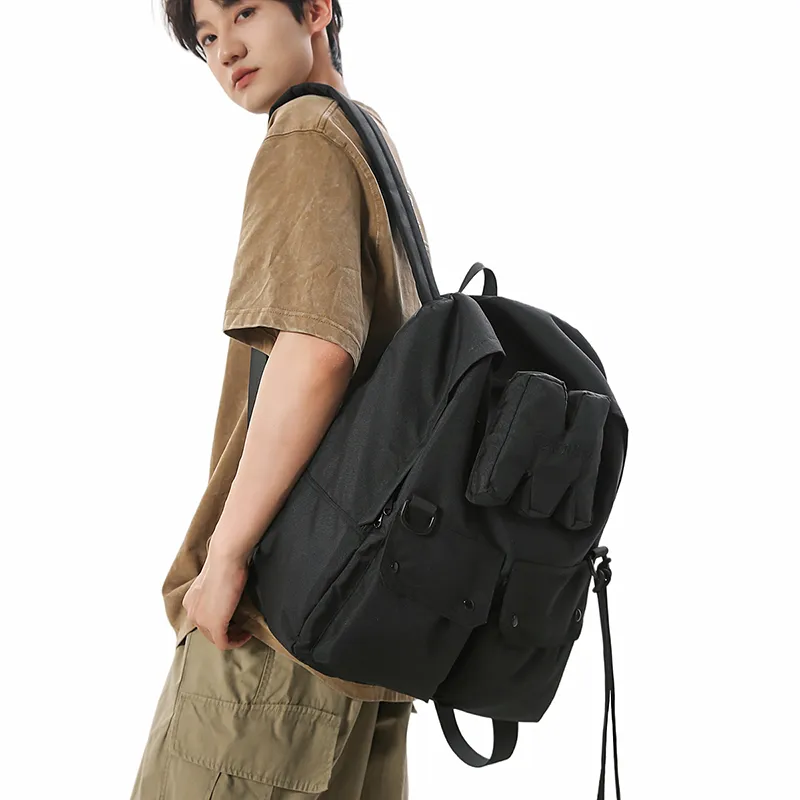 Yalu Nylon Backpack Regular Unisex Black/Neon Pink/Neon Green-1