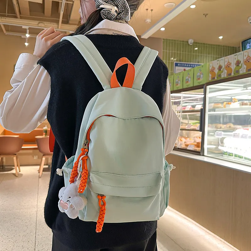 Yalu Nylon Backpack Unisex Black/Ecru/Green/Blue/Pink/Gray/Purple-34