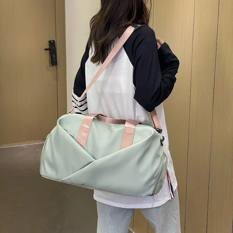 Yalu Nylon Shoulder Bag, Travel Bag Unisex Black/Green/Pink/Purple-10