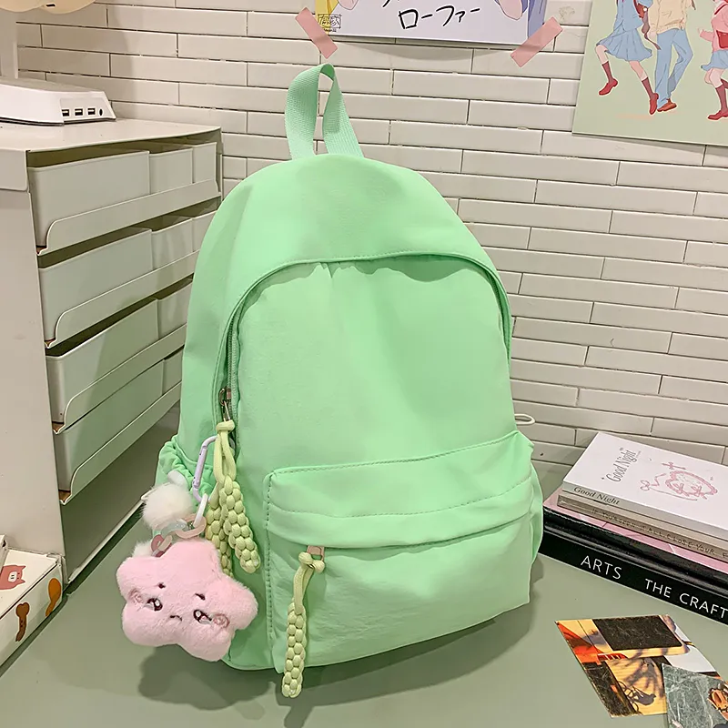 Yalu Nylon Backpack Unisex Black/Ecru/Green/Blue/Pink/Gray/Purple-10