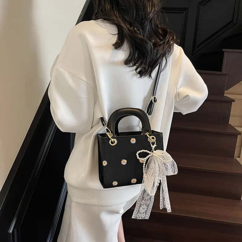 Yalu PU Box Bag, Crossbody Bag, One Shoulder Handbag Women's Black/White/Pink-5