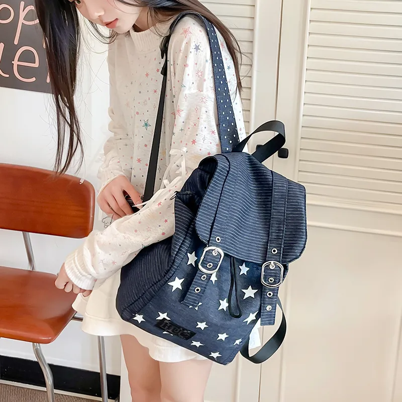 Yalu Nylon Backpack Unisex Black/Navy Blue-10