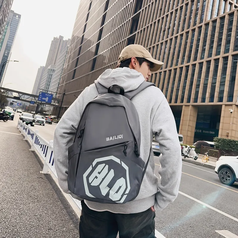 Yalu Nylon Backpack Unisex Gray/Black/Khaki/Green/Blue-23