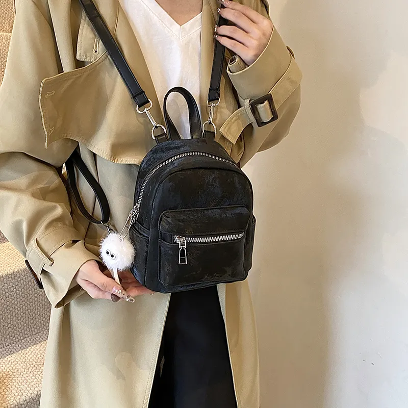 Yalu PU Backpack Women's White/Silver/Black/Pink/Coffee-14