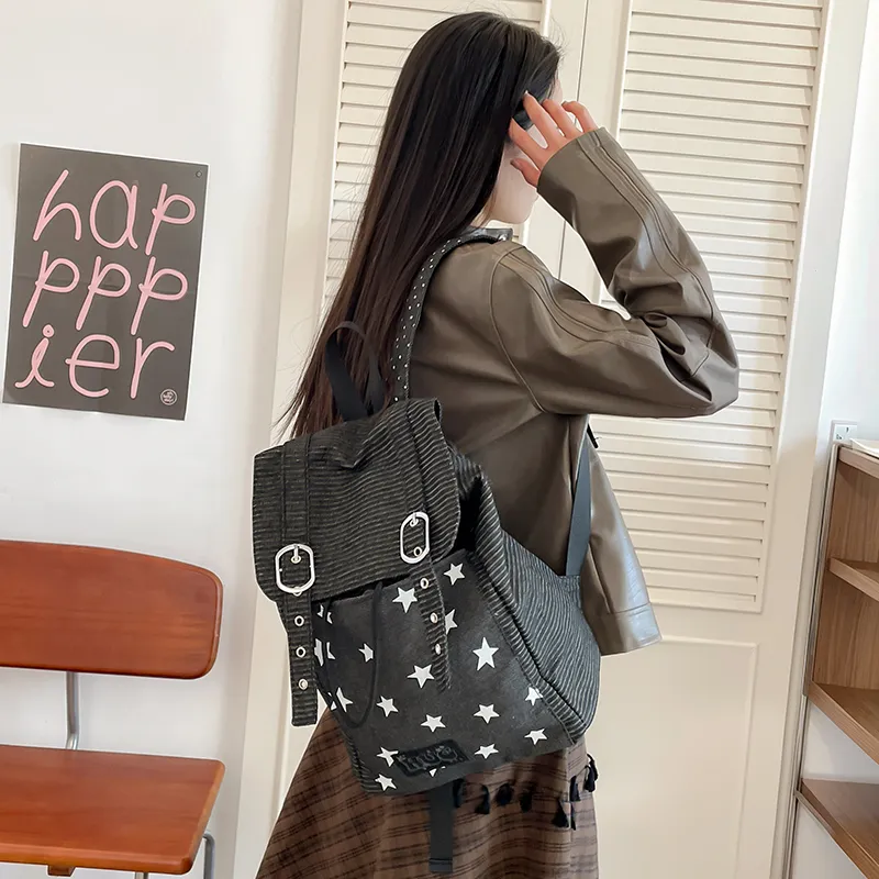 Yalu Nylon Backpack Unisex Black/Navy Blue-1