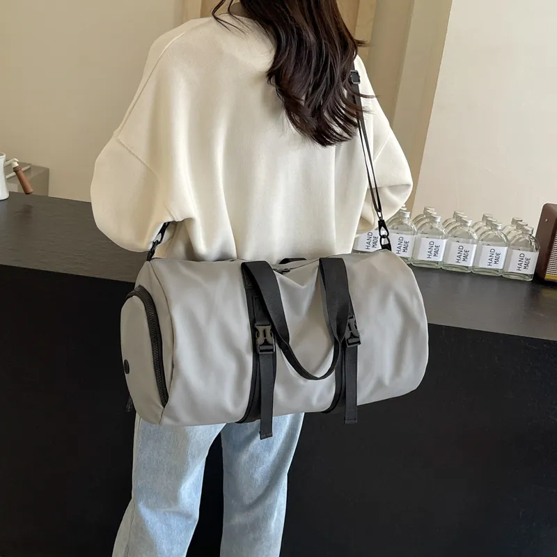Yalu Nylon Travel Bag Unisex Black/white/dark Gray/light Gray-23