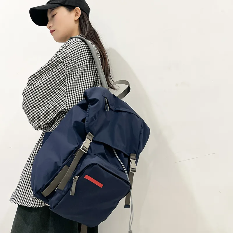 Yalu Nylon Backpack Unisex Black/Navy Blue-9
