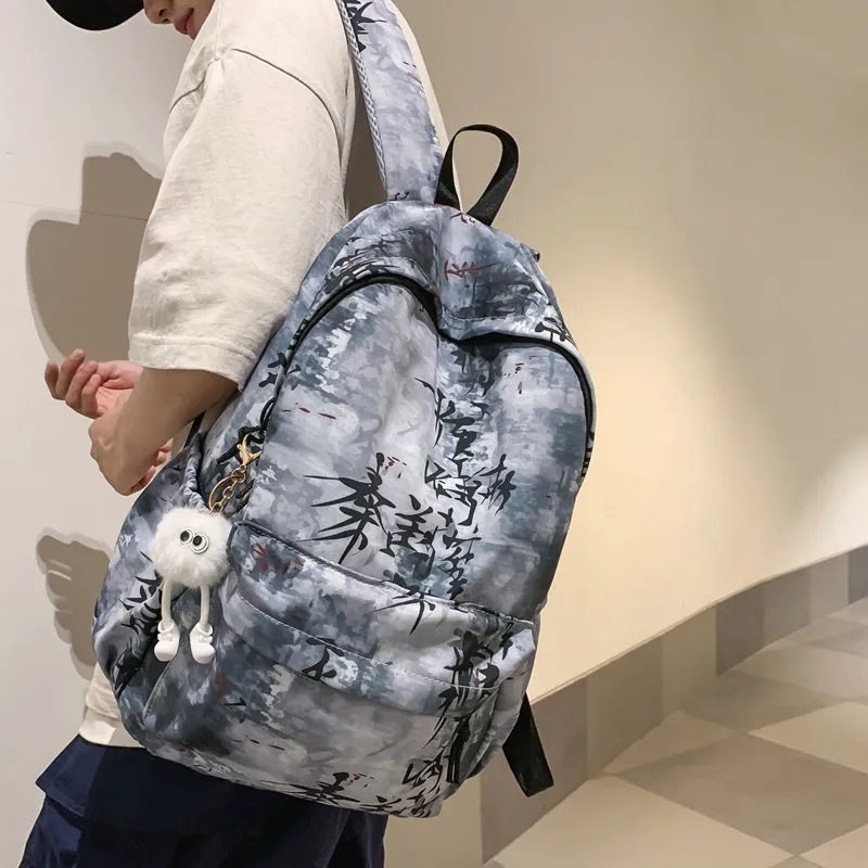 Yalu Nylon Backpack Regular Unisex Black/Khaki/Blue/Light Gray/White-3