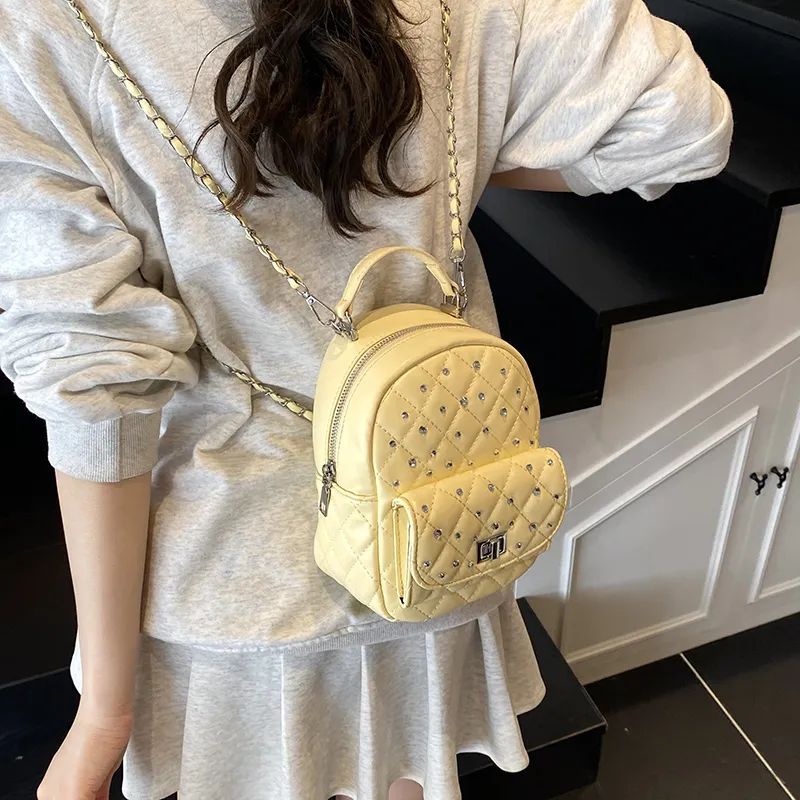 Yalu PU Backpack Women's White/Black/Yellow/Pink-15