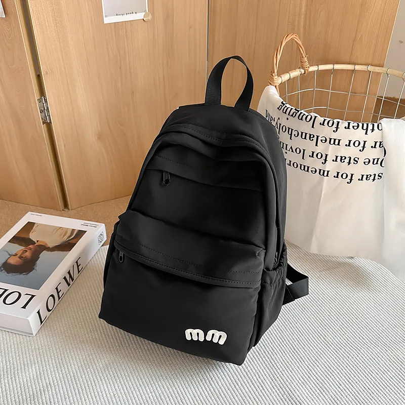 Yalu Nylon Backpack Unisex Black/White/Blue/Pink/Yellow/Light Purple-7
