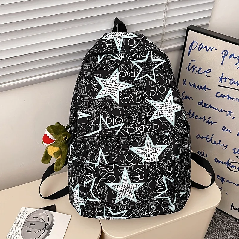 Yalu Nylon Backpack Unisex Black Gray/Black Yellow/Black Blue/Black Green/White/Khaki-7