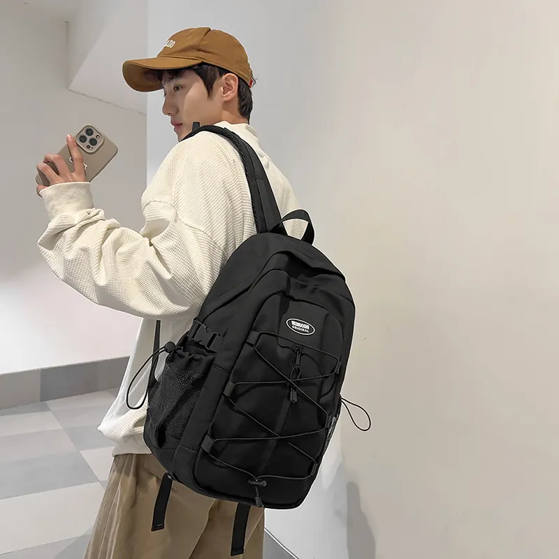 Yalu Nylon Backpack Unisex Black/White/Red/Blue-1