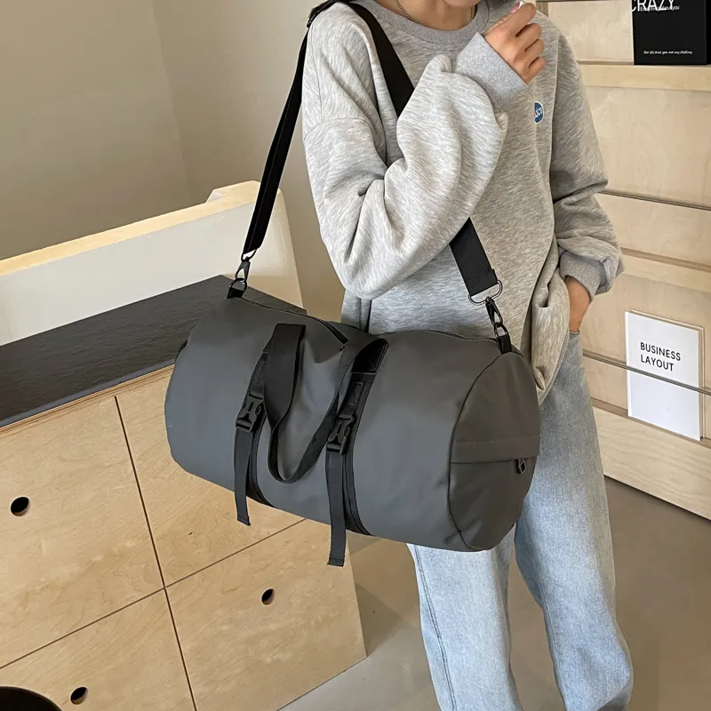 Yalu Nylon Travel Bag Unisex Black/white/dark Gray/light Gray-14