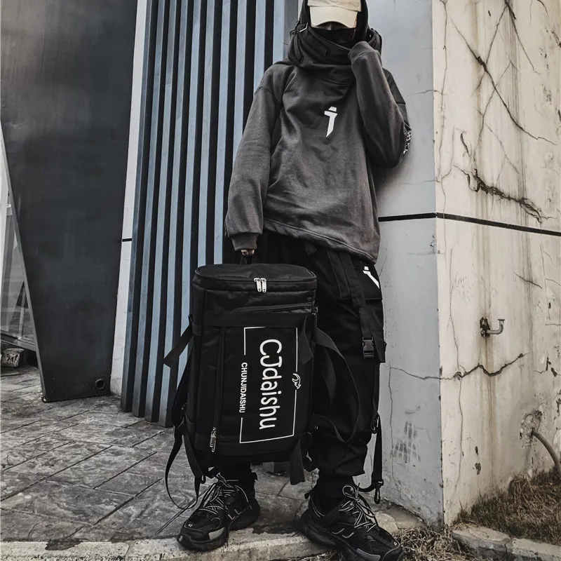 Yalu Nylon Backpack Regular Unisex Black/Silver/Red/Army Green-1
