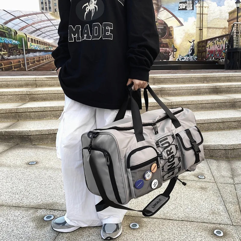 Yalu Nylon Travel Bag Unisex Black/Gray/Green-8