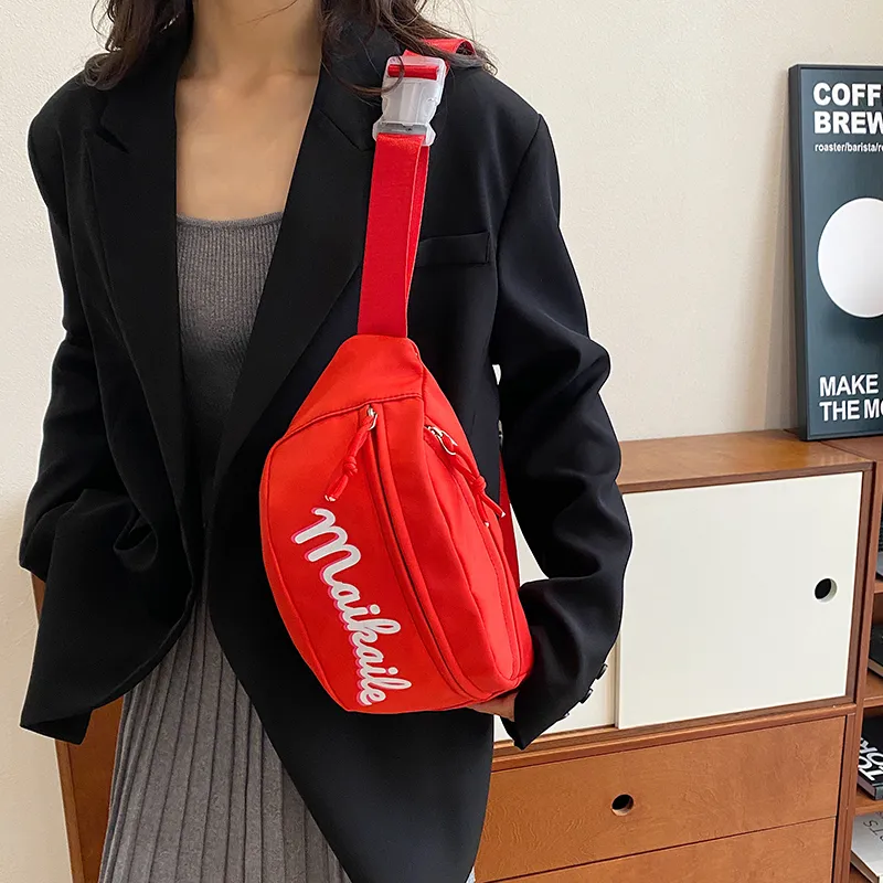 Yalu Nylon Sling Bag, Crossbody Bag, Fanny Pack Unisex White/Black/Red/Pink-13