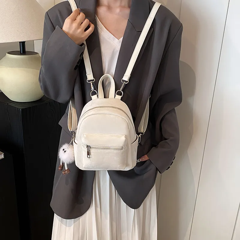 Yalu PU Backpack Women's White/Silver/Black/Pink/Coffee-11