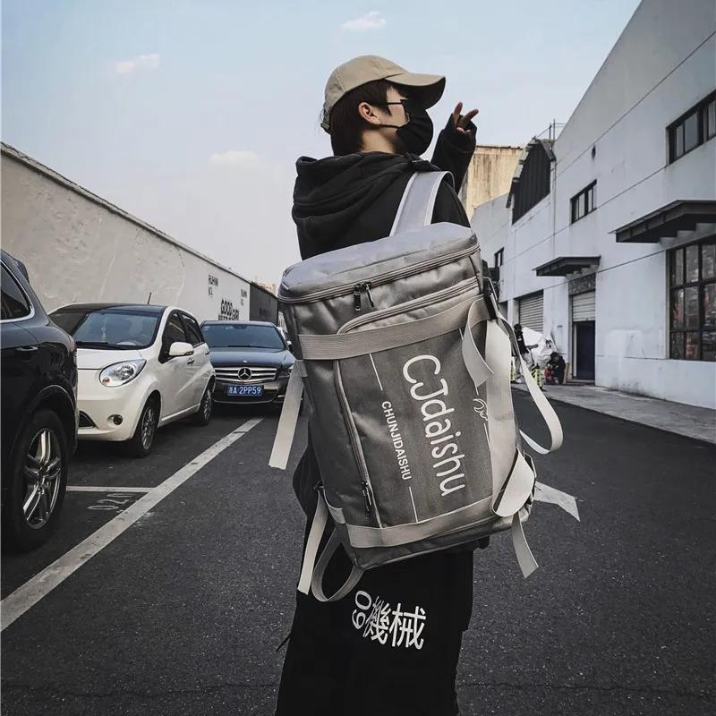 Yalu Nylon Backpack Regular Unisex Black/Silver/Red/Army Green-9