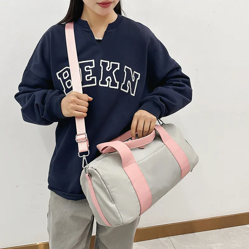 Yalu Nylon Fitness Sports Bag, One Shoulder Bag, Travel Bag Unisex Black/Gray/Pink/Black & Pink/Gray & Pink-19