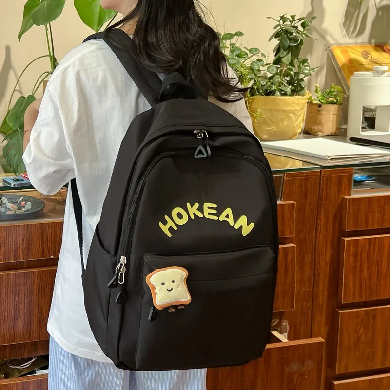 Yalu Nylon Backpack Unisex White/Black/Pink/Yellow-21