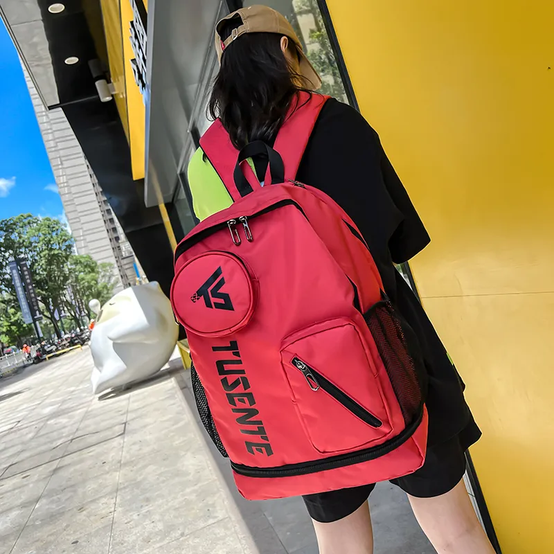 Yalu Nylon Backpack Regular Unisex Light Gray/Dark Gray/Black/Red-18