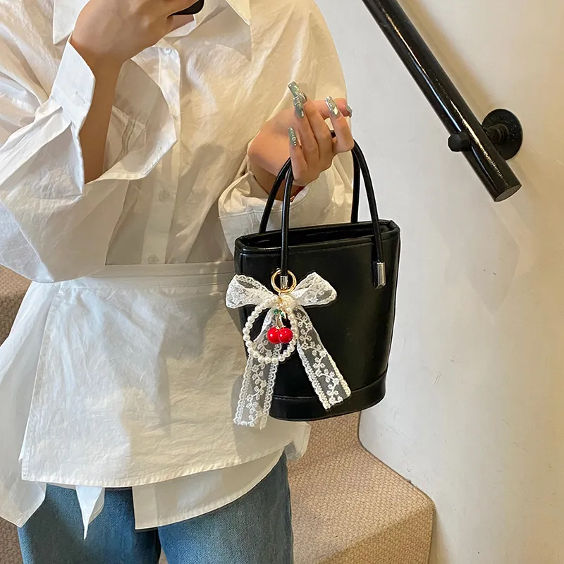 Yalu PU Bucket Bag, One Shoulder Handbag Unisex White/Black/Khaki/Green/Pink/Yellow-15