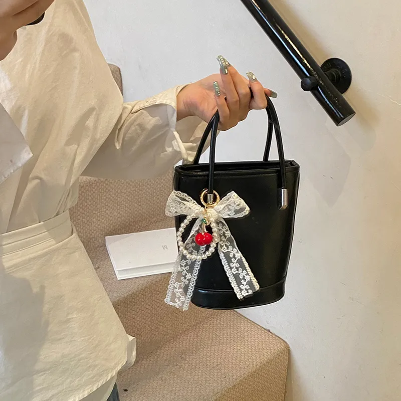 Yalu PU Bucket Bag, One Shoulder Handbag Unisex White/Black/Khaki/Green/Pink/Yellow-16