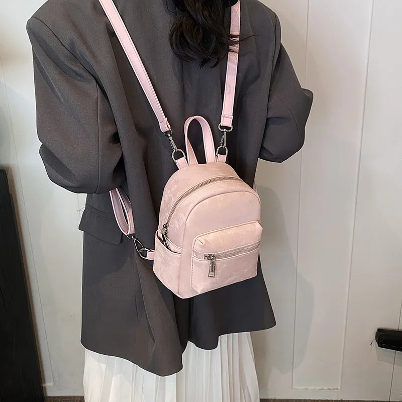 Yalu PU Backpack Women's White/Silver/Black/Pink/Coffee-4