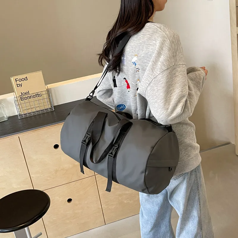 Yalu Nylon Travel Bag Unisex Black/white/dark Gray/light Gray-15