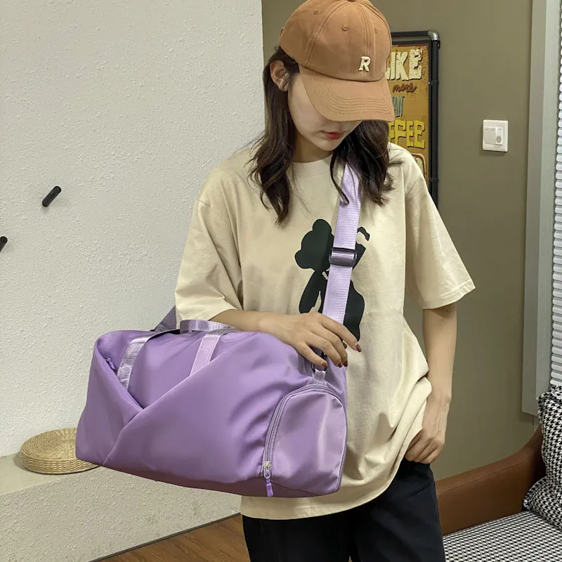 Yalu Nylon Shoulder Bag, Travel Bag Unisex Black/Green/Pink/Purple-19