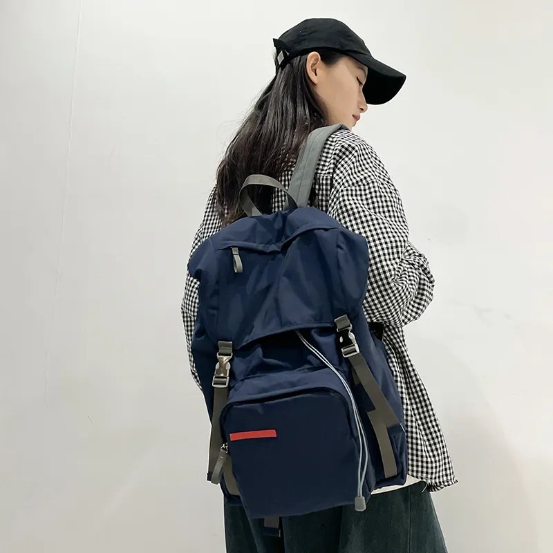 Yalu Nylon Backpack Unisex Black/Navy Blue-11