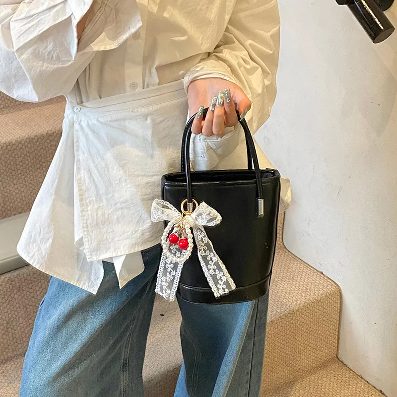 Yalu PU Bucket Bag, One Shoulder Handbag Unisex White/Black/Khaki/Green/Pink/Yellow-17