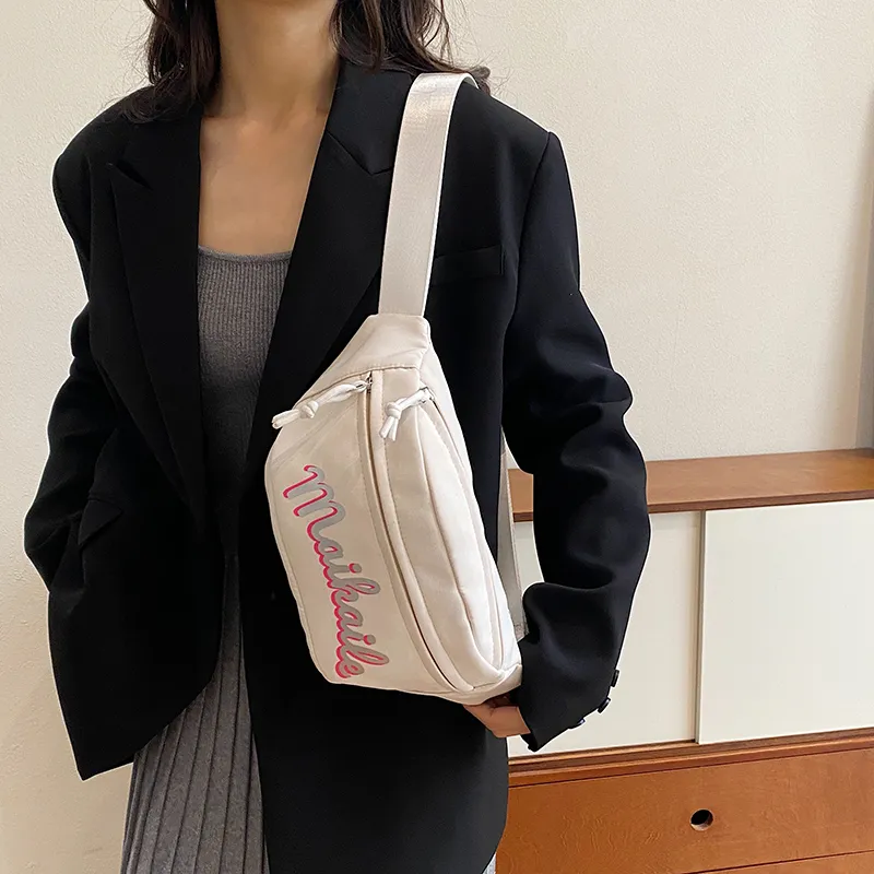 Yalu Nylon Sling Bag, Crossbody Bag, Fanny Pack Unisex White/Black/Red/Pink-1