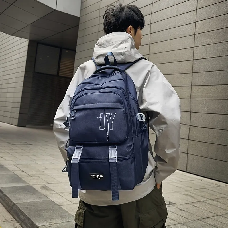 Yalu Nylon Backpack Unisex White/Gray/Black/Khaki/Blue-19