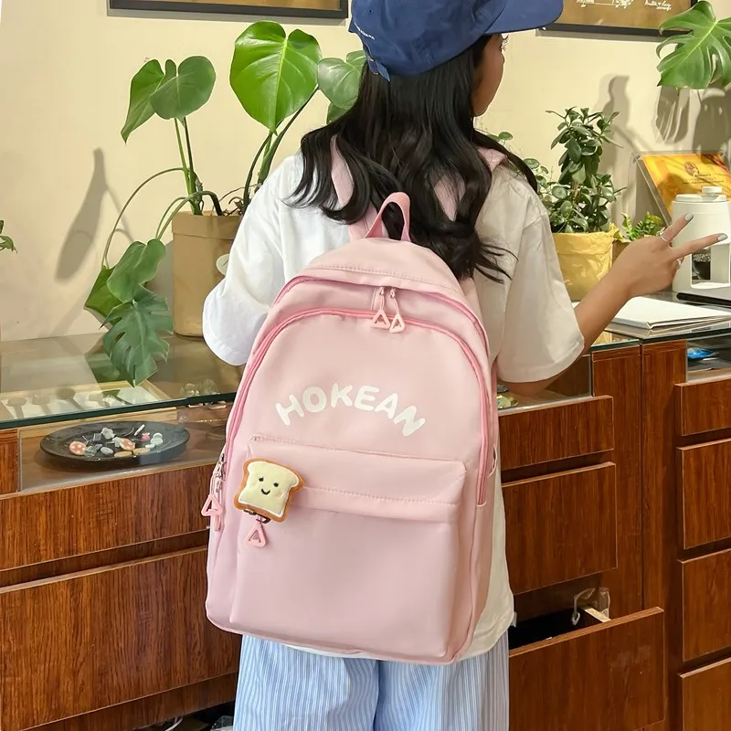 Yalu Nylon Backpack Unisex White/Black/Pink/Yellow-3