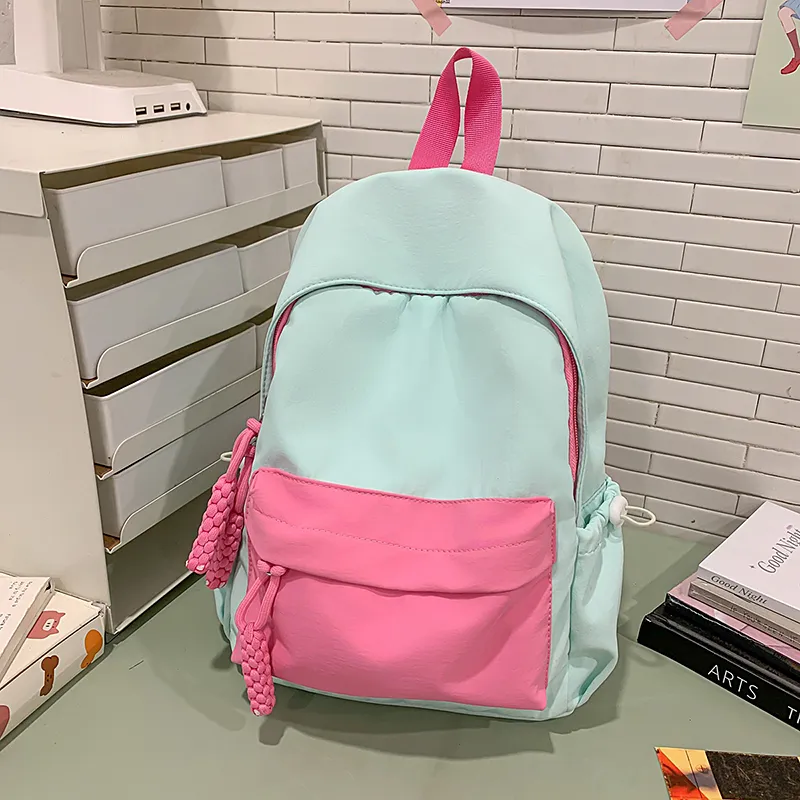 Yalu Nylon Backpack Unisex Black/Ecru/Green/Blue/Pink/Gray/Purple-8