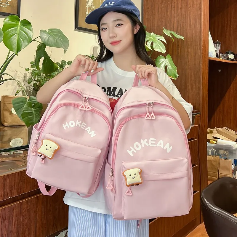 Yalu Nylon Backpack Unisex White/Black/Pink/Yellow-1